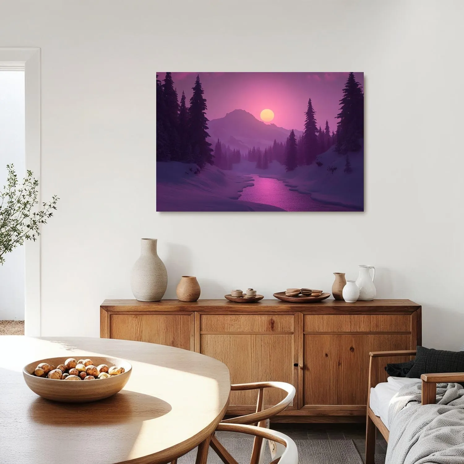 Canvas Wall Art Prints Pink Sunset Mount Rainier Cascade Range Snowy Mountains Pine Trees Large Framed Artwork Wall Paintings Pictures Posters 20"x32" Wall Decor for Living Room Office Bedroom