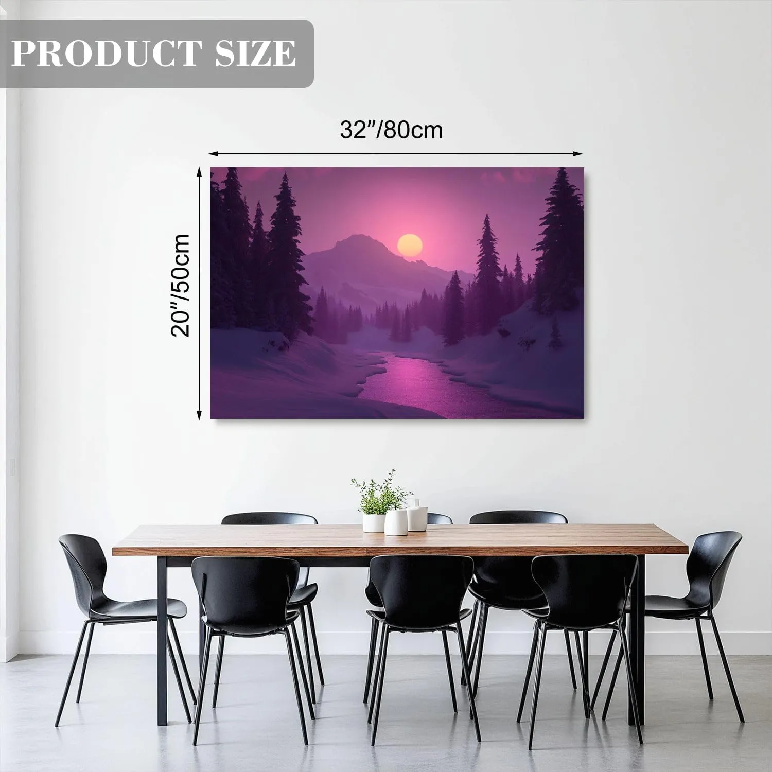 Canvas Wall Art Prints Pink Sunset Mount Rainier Cascade Range Snowy Mountains Pine Trees Large Framed Artwork Wall Paintings Pictures Posters 20"x32" Wall Decor for Living Room Office Bedroom