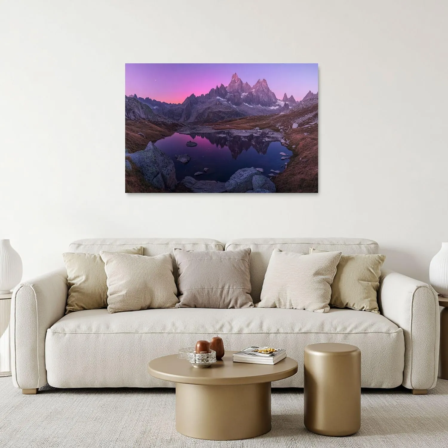 Canvas Wall Art Prints Scenery Landscape Mountains Reflection Water Sky Alpine Rock Formation Large Framed Artwork Wall Paintings Pictures Posters 24"x36" Wall Decor for Living Room Office Bedroom