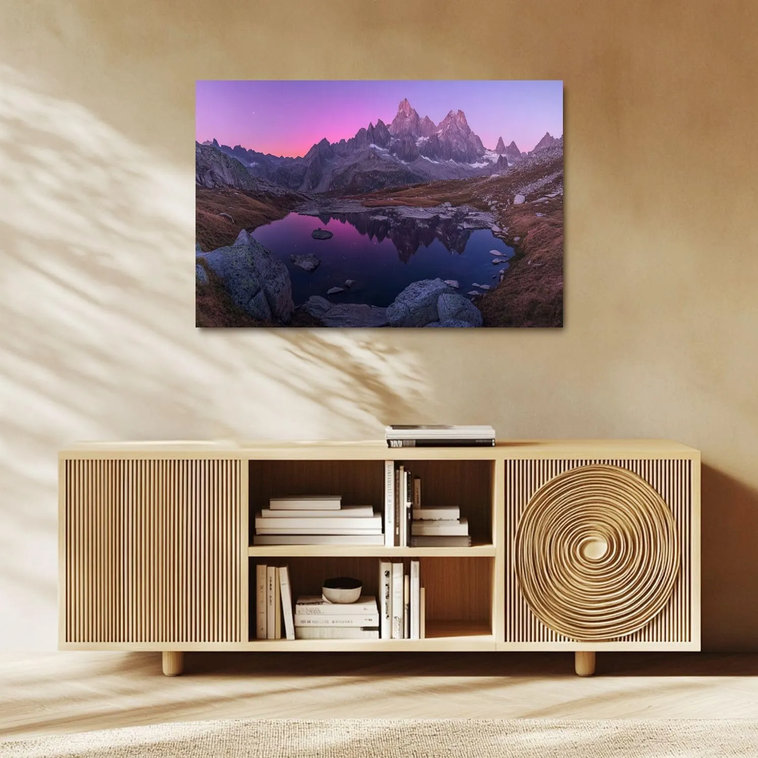 Canvas Wall Art Prints Scenery Landscape Mountains Reflection Water Sky Alpine Rock Formation Large Framed Artwork Wall Paintings Pictures Posters 24"x36" Wall Decor for Living Room Office Bedroom