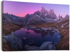 Canvas Wall Art Prints Scenery Landscape Mountains Reflection Water Sky Alpine Rock Formation Large Framed Artwork Wall Paintings Pictures Posters 24"x36" Wall Decor for Living Room Office Bedroom