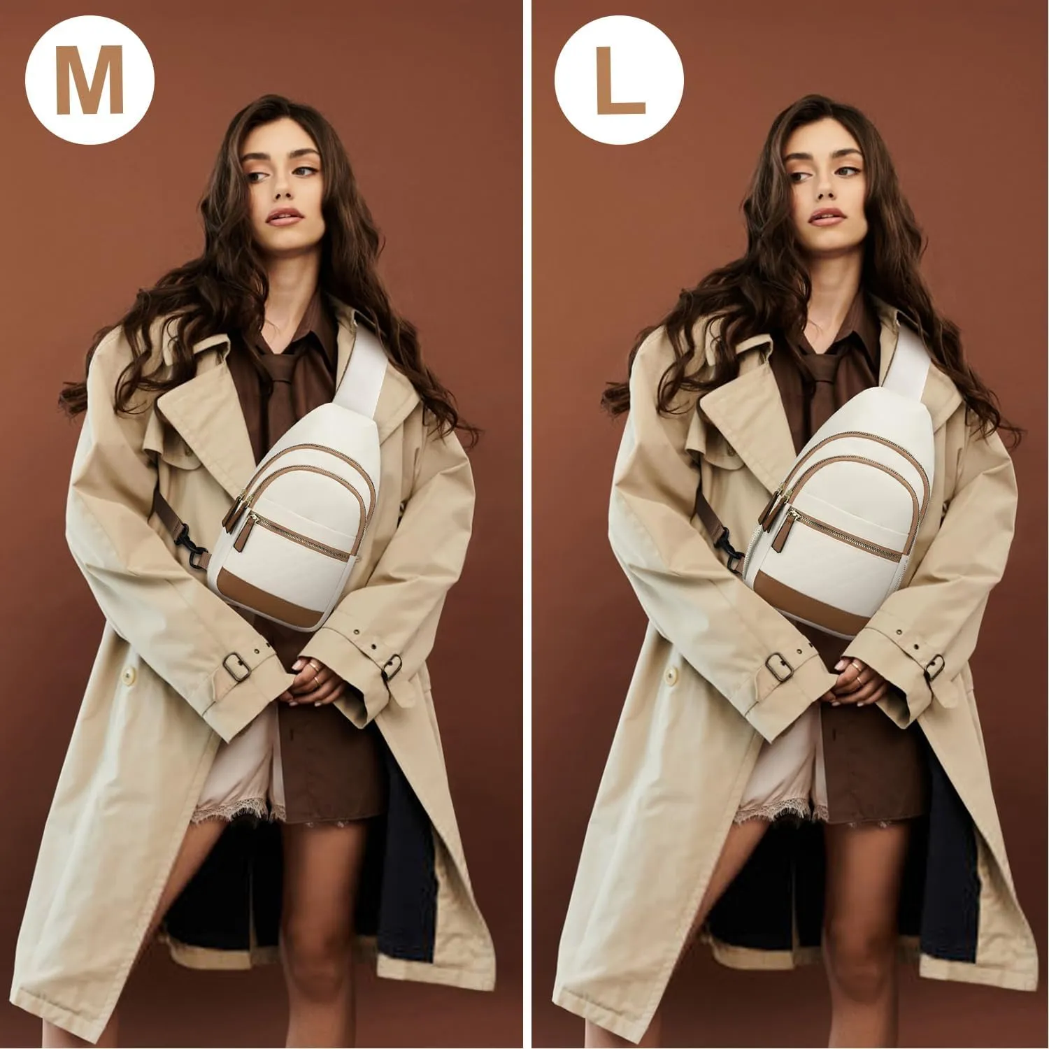 Capolo Sling Bag for Women Men Waterproof Crossbody Bags for Women Trendy Casual Fanny Pack with Convertible Shoulder Strap Chest Bag for Travel Hiking(Beige, Large)