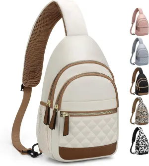 Capolo Sling Bag for Women Men Waterproof Crossbody Bags for Women Trendy Casual Fanny Pack with Convertible Shoulder Strap Chest Bag for Travel Hiking(Beige, Large)