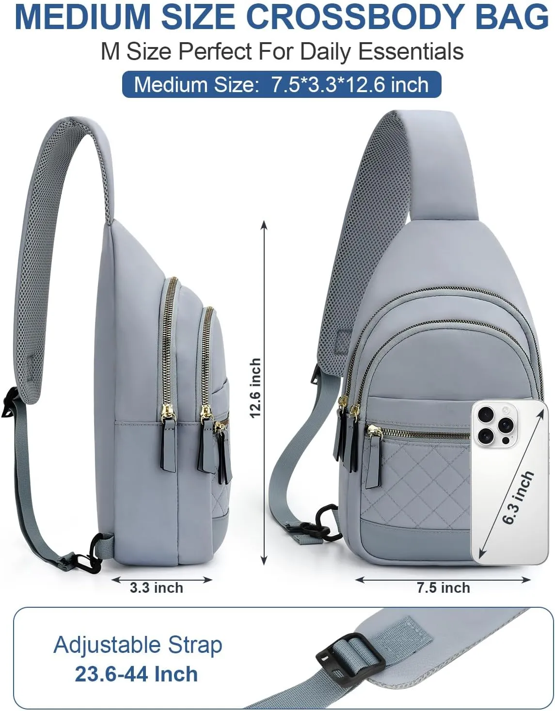 Capolo Sling Bag for Women Men Waterproof Crossbody Bags for Women Trendy Casual Fanny Pack with Convertible Shoulder Strap Chest Bag for Travel Hiking(Blue, Medium)