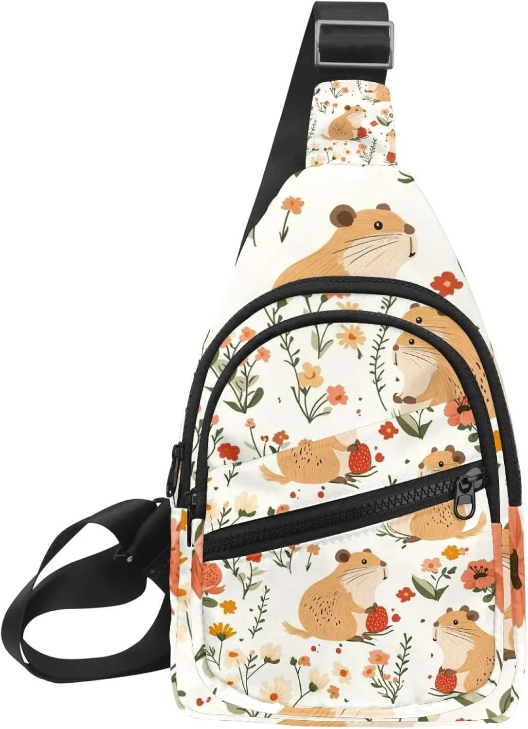 Capybara Floral (14) Sling Bag for Women Men Crossbody Shoulder Tote Blet Bags Backpack Fanny Pack Travel Purse