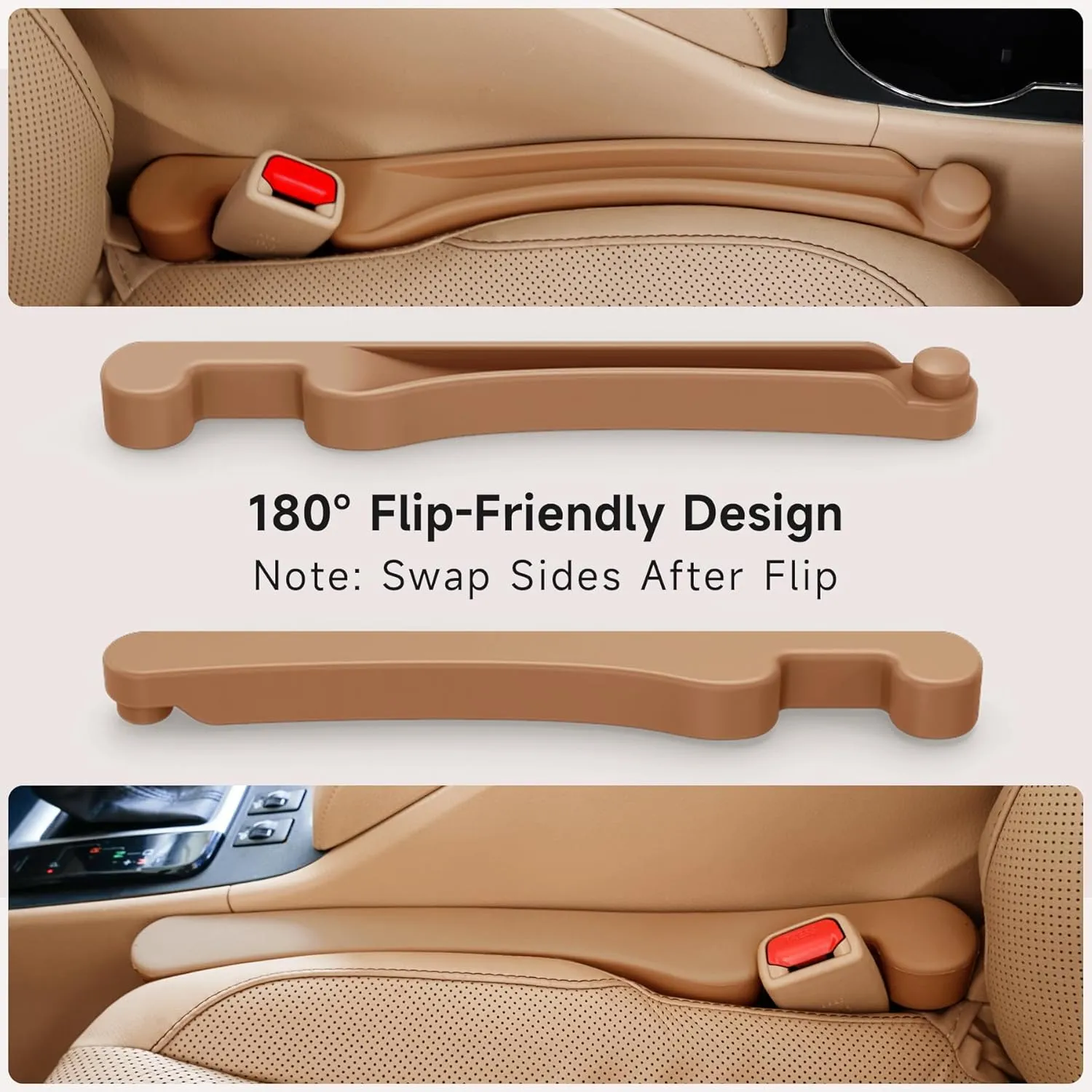 Car Seat Gap Filler Set of 2, Soft Foam Multifunctional Seat Side Gap Filler with Organizer & Hook Function, 3in1 Gap Stopper Universal Fit Car SUV Truck Fill The Gap Between Seat & Console
