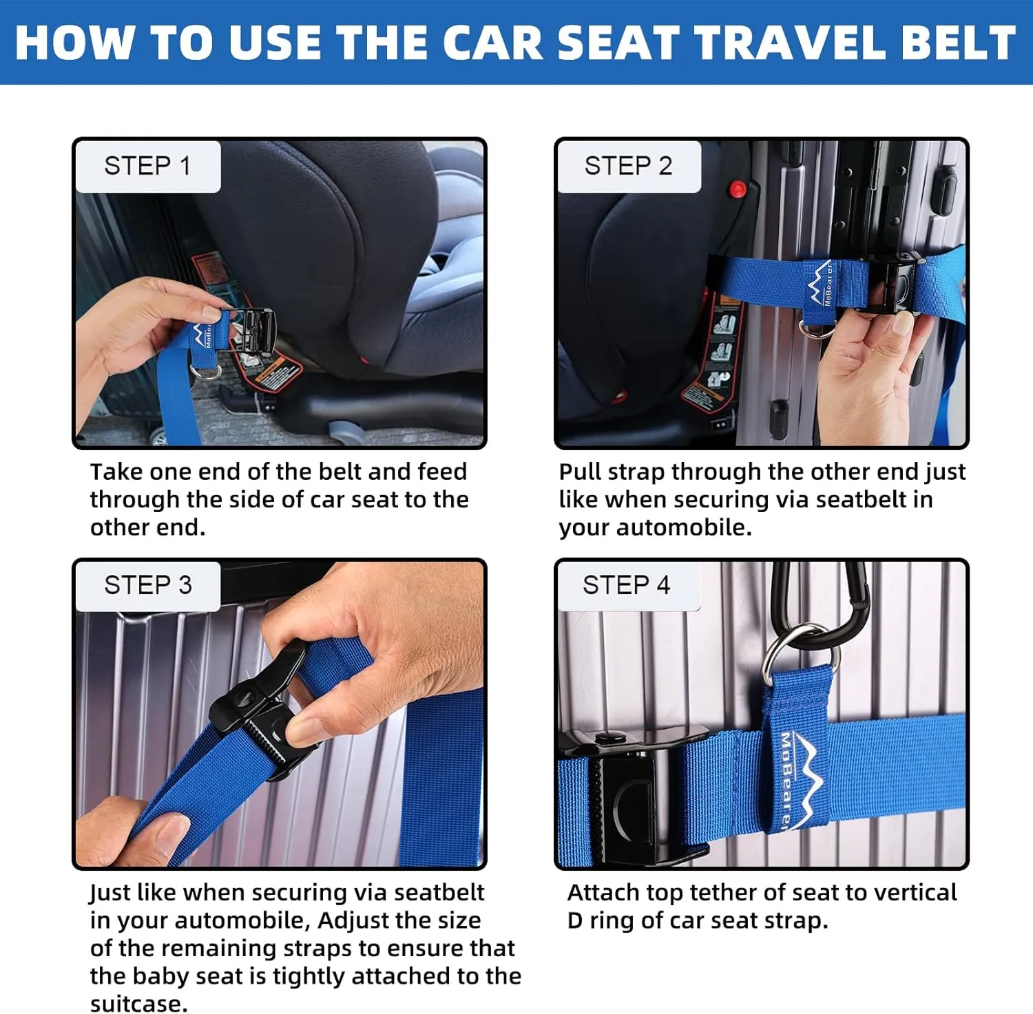 Car Seat Travel Belt to Suitcase,Car Seat Travel Strap to Convert Kid Car Seat and Carry-on Luggage into an Airport Car Seat Stroller,Safe Travel Solution for Transport