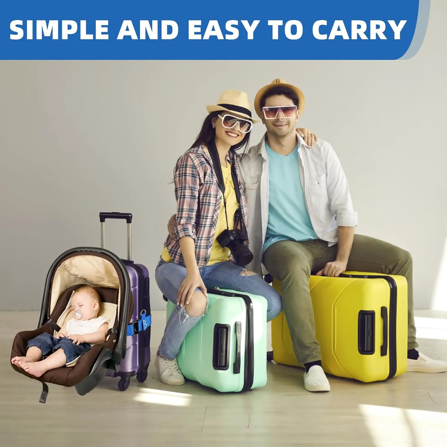 Car Seat Travel Belt to Suitcase,Car Seat Travel Strap to Convert Kid Car Seat and Carry-on Luggage into an Airport Car Seat Stroller,Safe Travel Solution for Transport