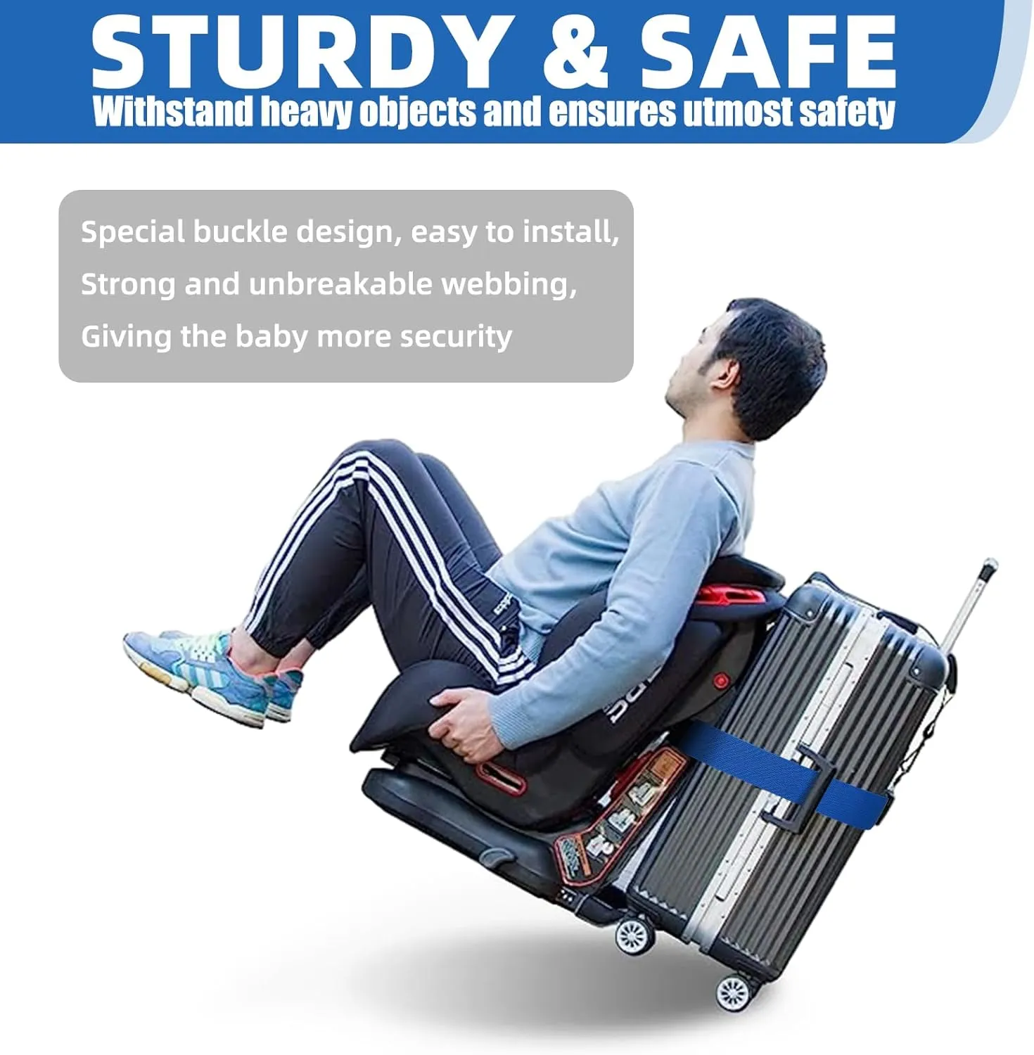 Car Seat Travel Belt to Suitcase,Car Seat Travel Strap to Convert Kid Car Seat and Carry-on Luggage into an Airport Car Seat Stroller,Safe Travel Solution for Transport