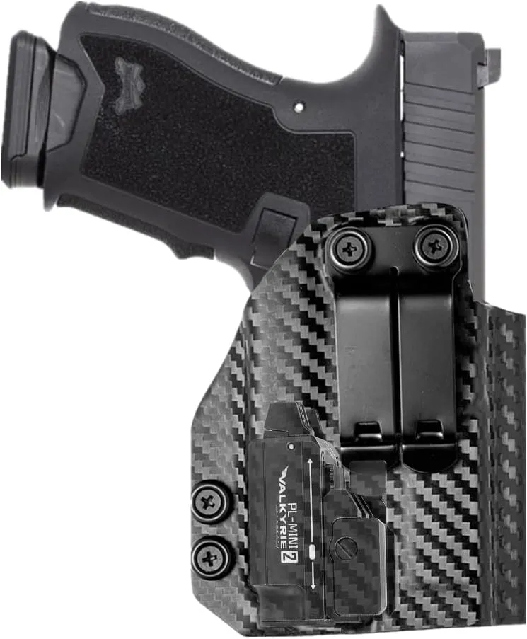 Carbon Fibre Kydex IWB Holster for PSA Dagger Compact Taurus G2C G3C G3 Sig Sauer P365 X-Macro with Olight PL mini 2 Valkyrie 600 Lumens Light
