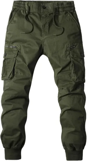 Cargo Pants Women Tapered Slim Fit Multi Pockets Slacks Drawstring Jogger Sweatpants Stretch Elastic Waist Trousers