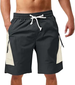 Cargo Shorts for Men Stretch Waist Casual Loose Drawstring Quick Dry Hiking Tactical Outdoor Work Shorts Summer 2025