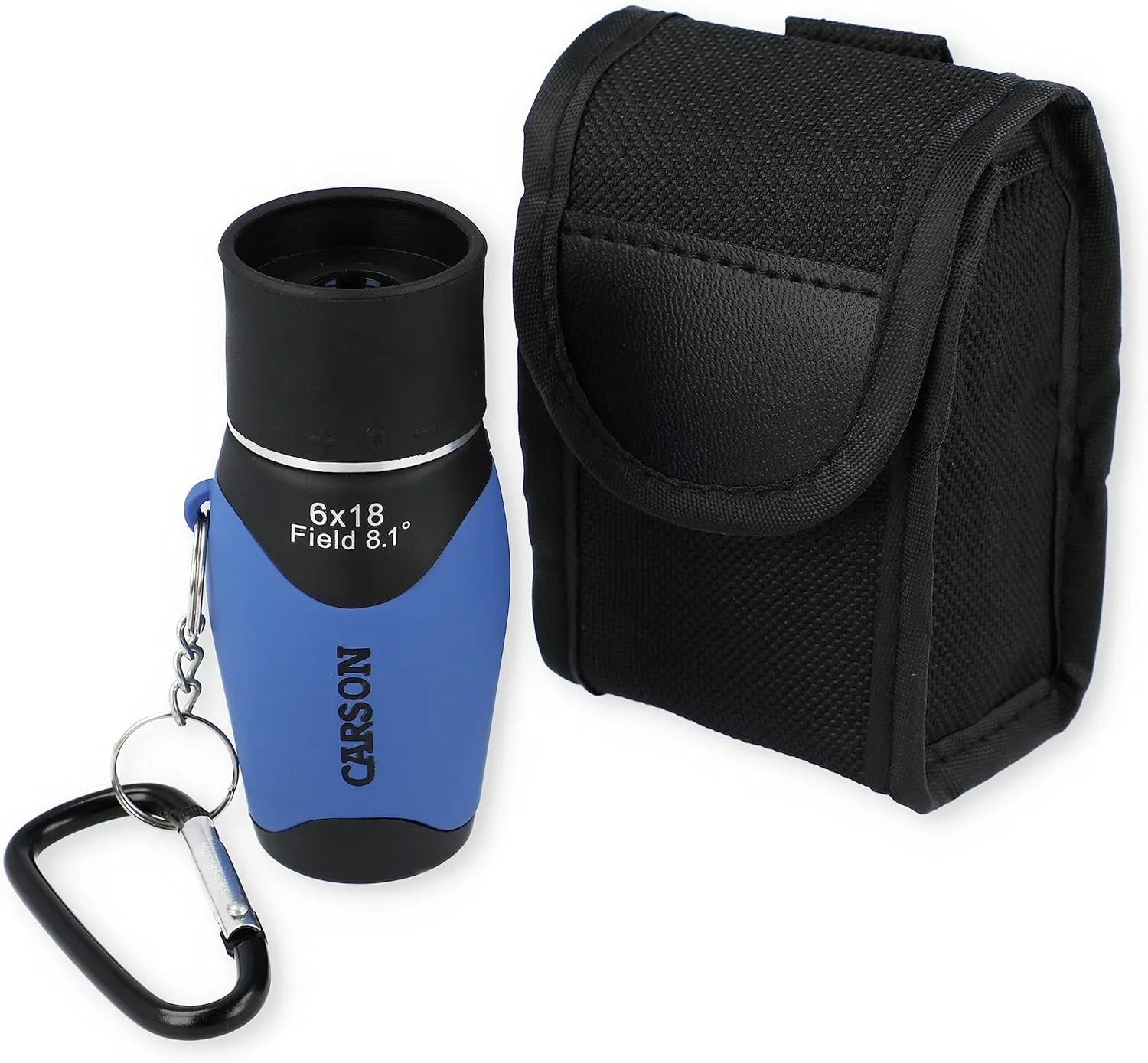 Carson MiniMight 6x18mm Pocket Monocular with Carabiner Clip, Blue (MM-618CB)