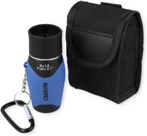 Carson MiniMight 6x18mm Pocket Monocular with Carabiner Clip, Blue (MM-618CB)