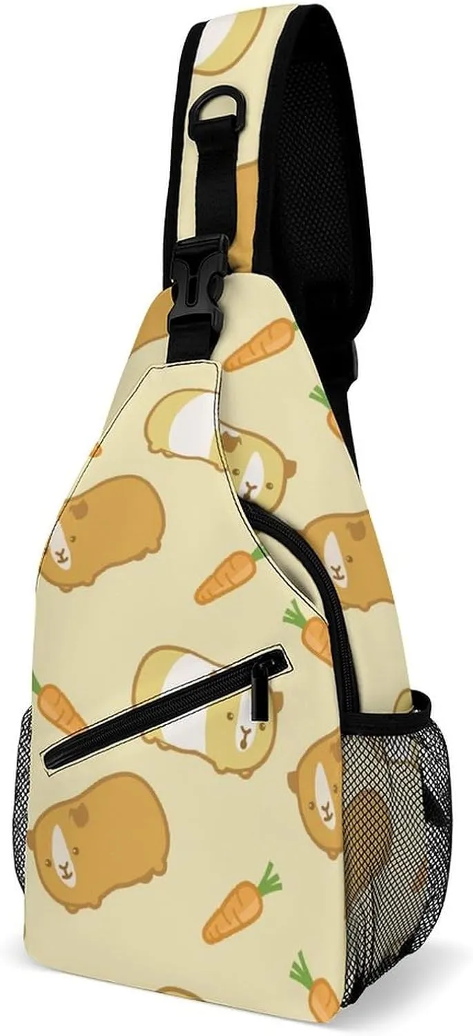 Cartoon Guinea Pigs Printed Crossbody Bags Casual Sling Backpack with Adjustable Strap for Women Men