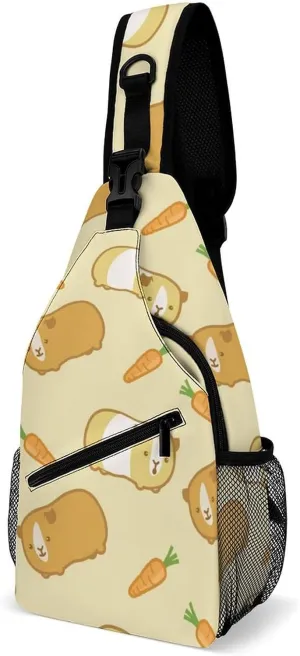 Cartoon Guinea Pigs Printed Crossbody Bags Casual Sling Backpack with Adjustable Strap for Women Men