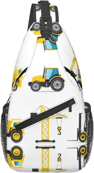 Cartoon Heavy Machinery Truck Foldie Crossbody Bag - Durable Small Sling Bag and Anti Theft Crossbody Bags for Men and Women