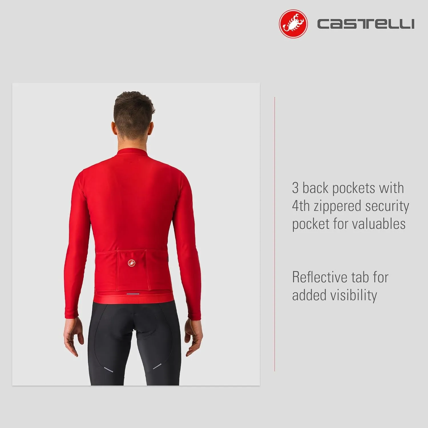 CASTELLI Men’s Espresso Thermal Jersey, Long Sleeve Full Zip Up Fleece Lined Jersey for Road & Gravel Cycling and Biking