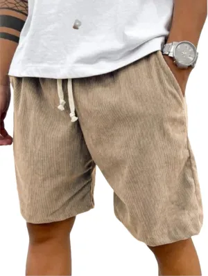 Casual Corduroy Drawstring Elastic Waist Pacificozy Shorts, Drawstring Elastic Waist Mokaloha Mens Short