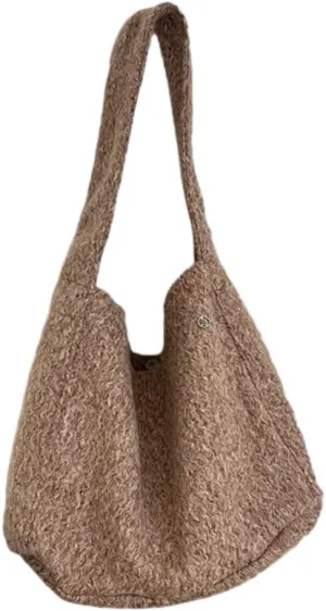 Casual Tote Bag for Women Woolen Hobo Bags for Women Slouchy Top Handle Purse Shoulder Bag Korean Handbag Shopping Bag