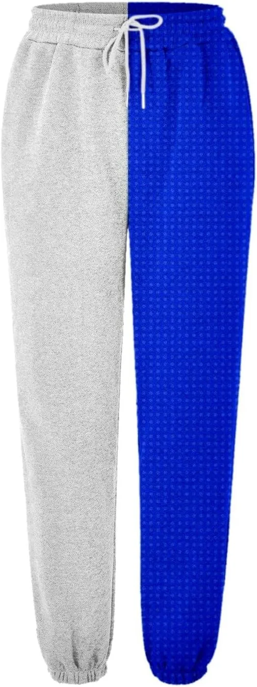 Casual Two Tone Joggers for Women Loose Drawstring Elastic High Waisted Sweatpants Ankle Cuffed Sport Activewear with Pockets