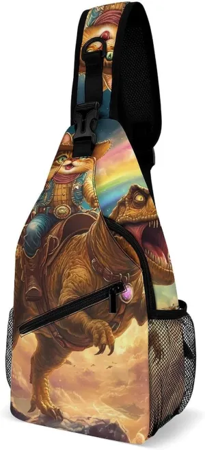 Cat Laser Beam Sling Backpack Multipurpose Crossbody Shoulder Bags Travel Chest Bag Hiking Daypack