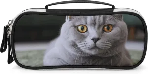 Cat on Carpet Leather Makeup Bag Portable Small Cosmetic Organizer Waterproof Toiletry Bags Brushes Pencils And Travel Make Up Accessories