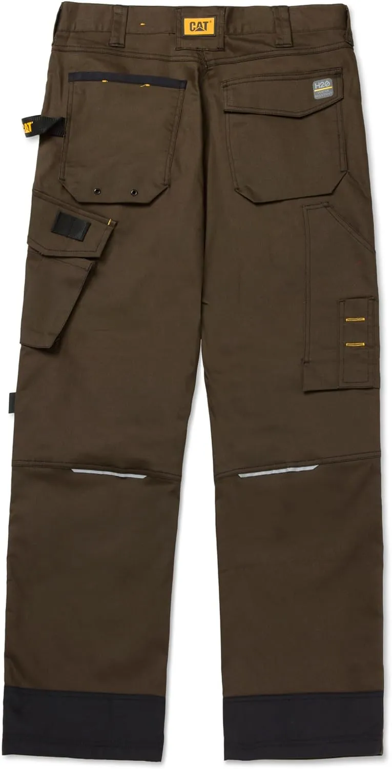 Caterpillar H2O Defender Water Resistant Work Pants for Men with Reinforced Knees, Bellowed Cargo Pocket and Tool Bags