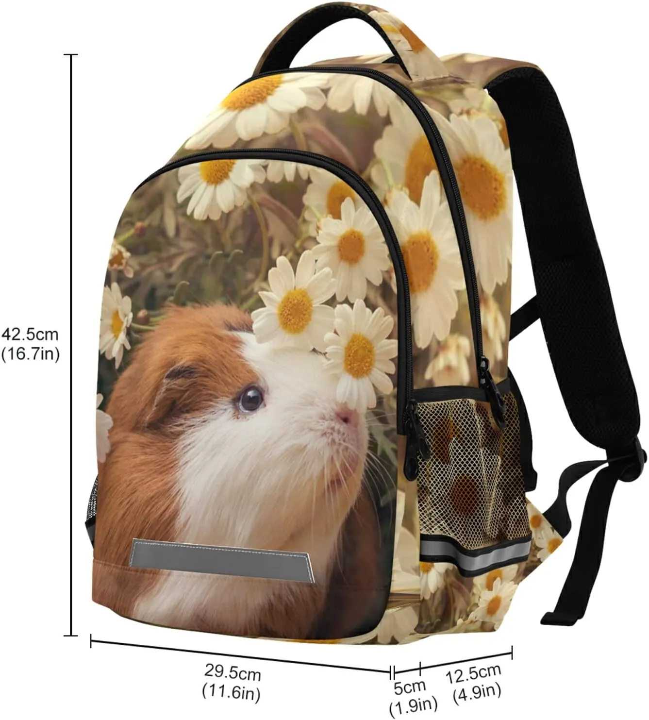 CBBYY Children's School Bags, Guinea Pig School Backpacks, School Bags for Boys and Girls with Reflective Strips