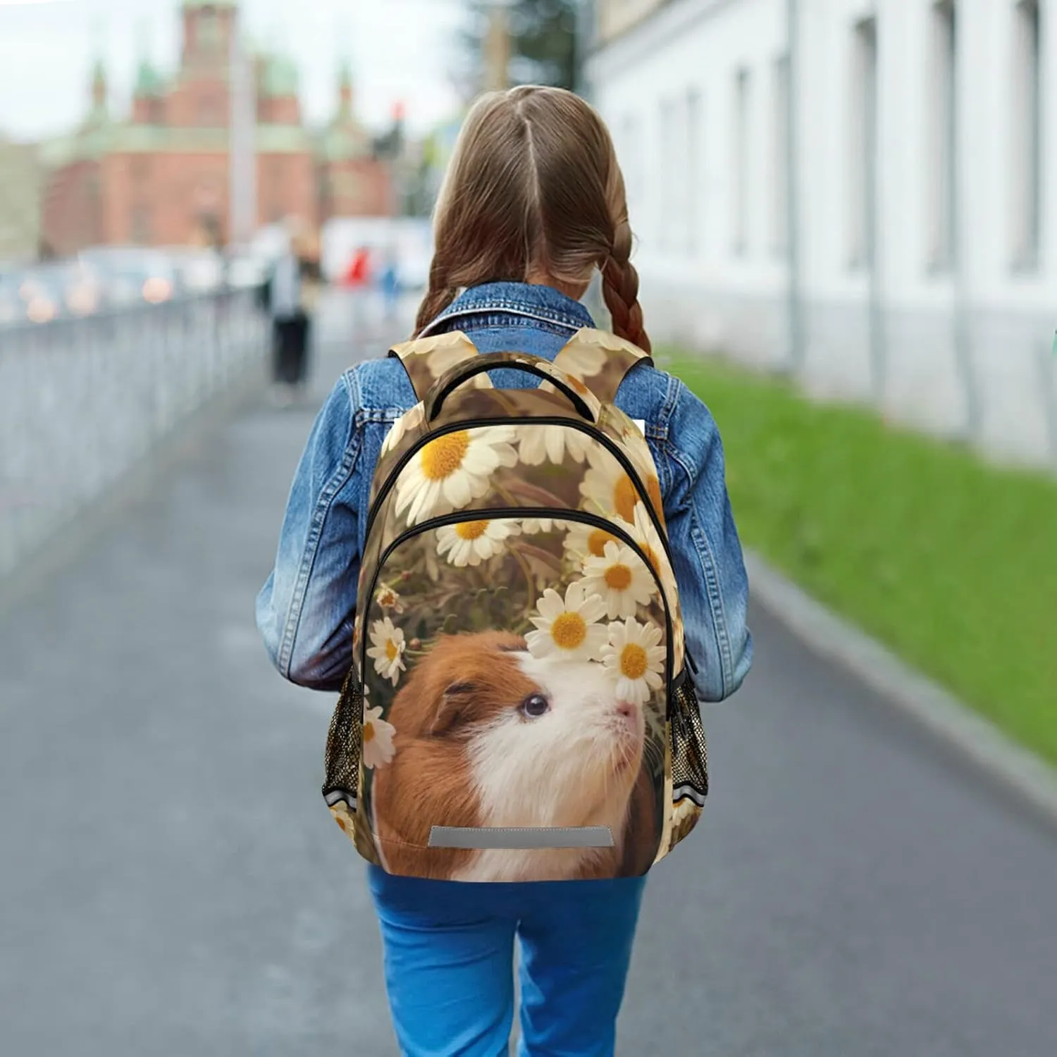 CBBYY Children's School Bags, Guinea Pig School Backpacks, School Bags for Boys and Girls with Reflective Strips