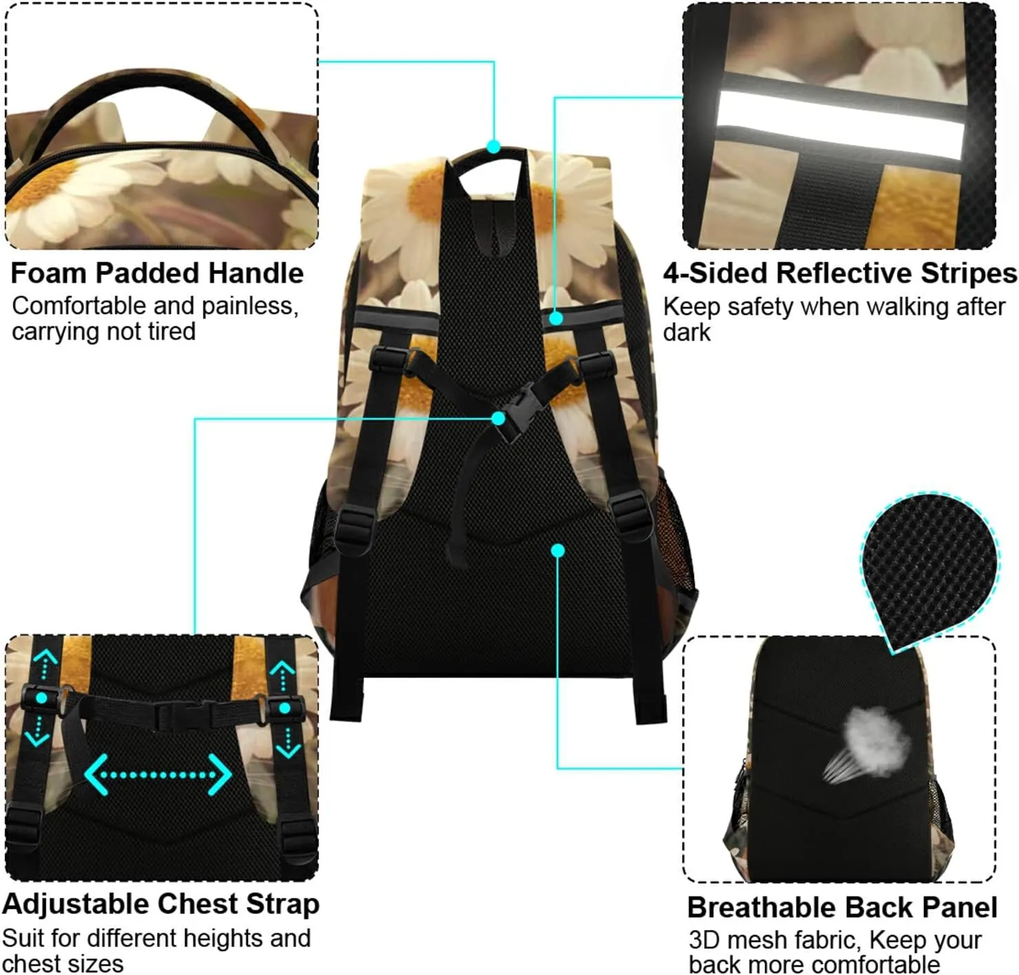 CBBYY Children's School Bags, Guinea Pig School Backpacks, School Bags for Boys and Girls with Reflective Strips