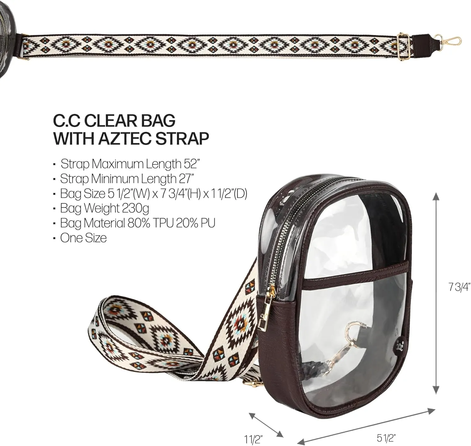 C.C Belt Bag for Women Sling Bag Crossbody Bags with Adjustable Strap for Women (Aztec - Brown)