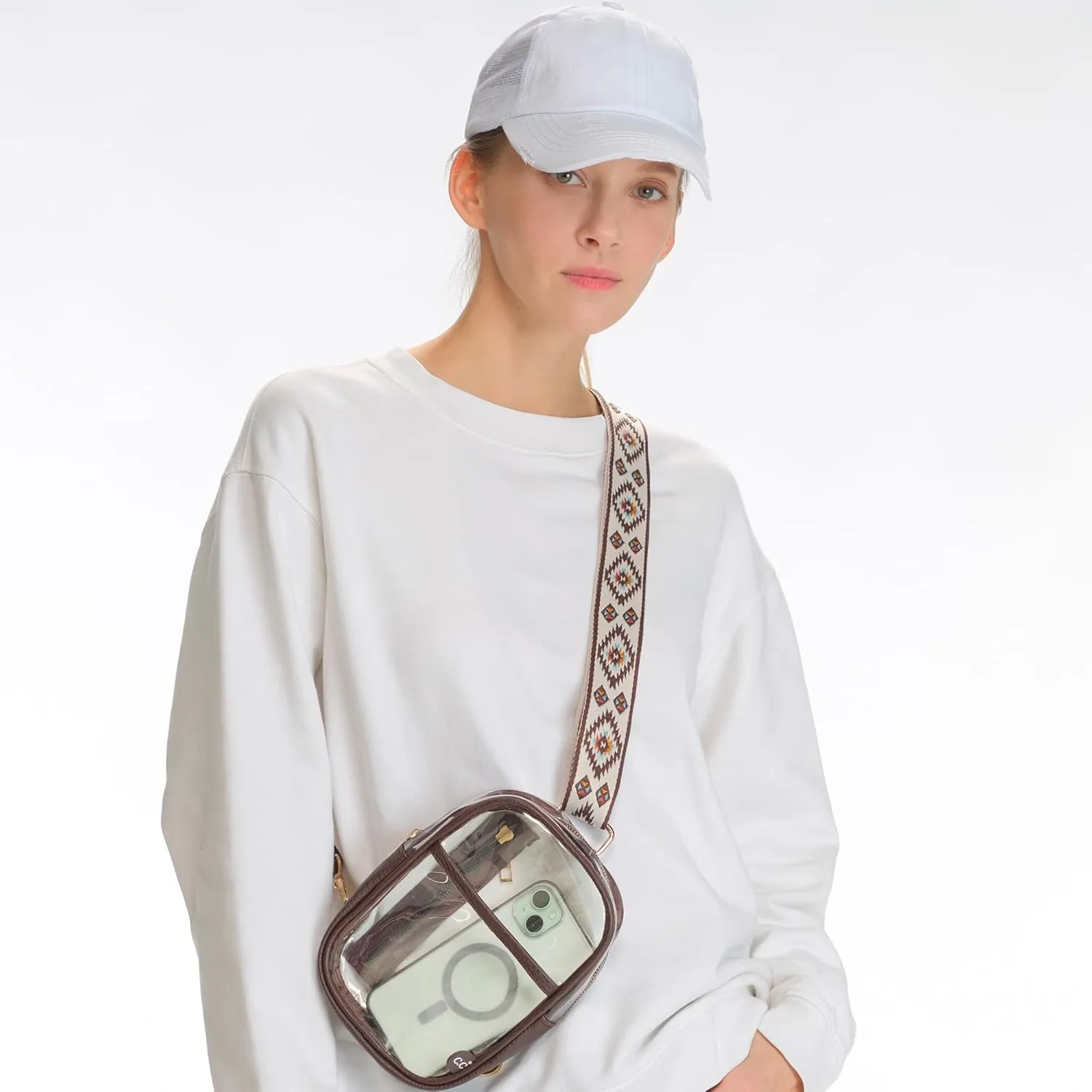 C.C Belt Bag for Women Sling Bag Crossbody Bags with Adjustable Strap for Women (Aztec - Brown)