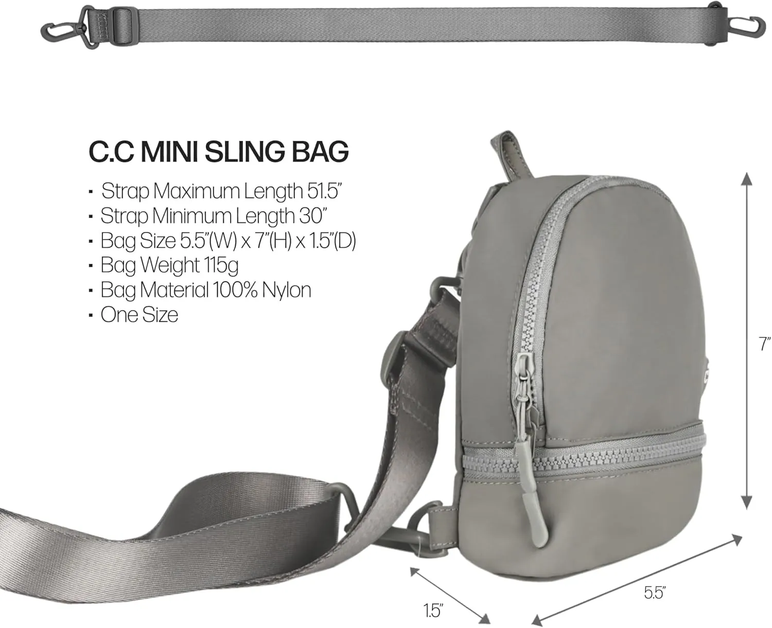 C.C Belt Bag for Women Sling Bag Crossbody Bags with Adjustable Strap for Women (Backpack - Grey)