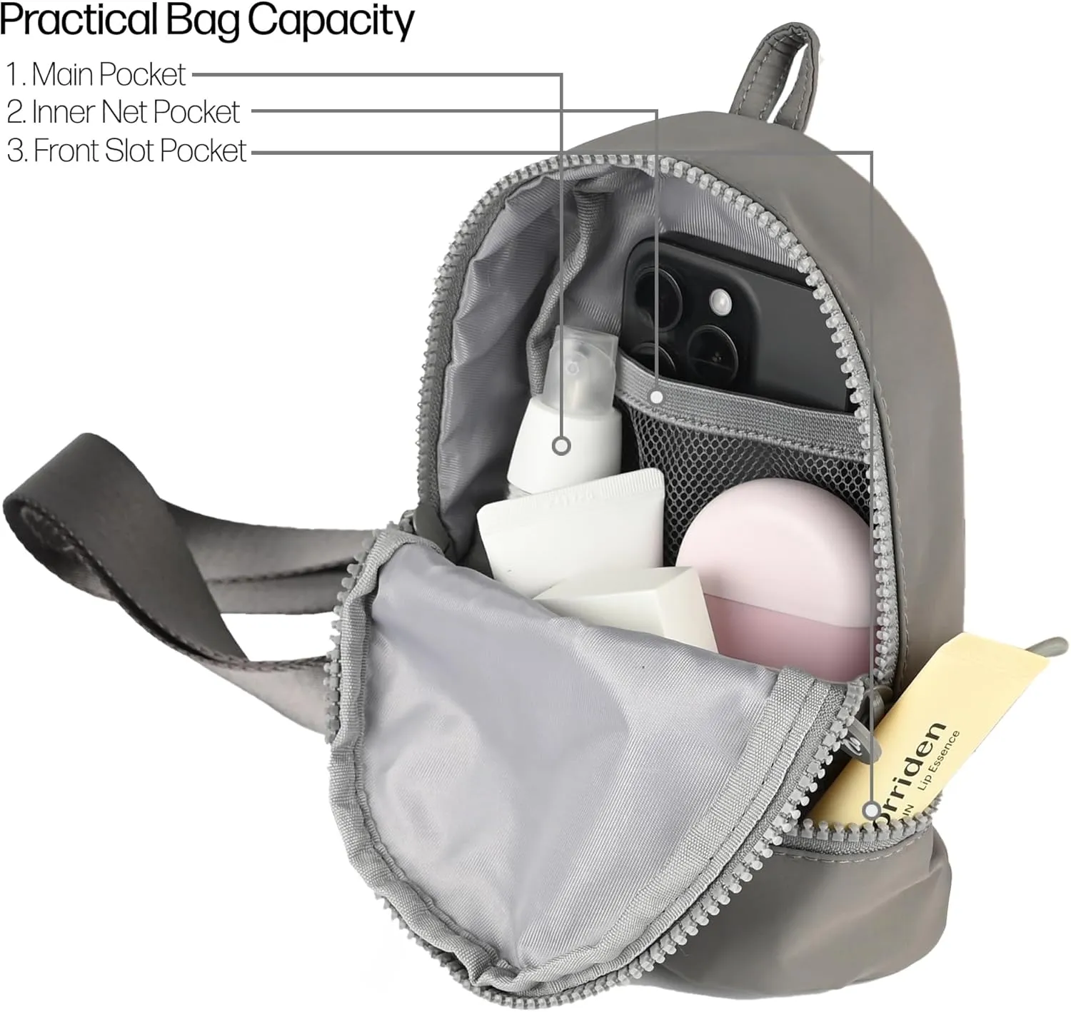 C.C Belt Bag for Women Sling Bag Crossbody Bags with Adjustable Strap for Women (Backpack - Grey)