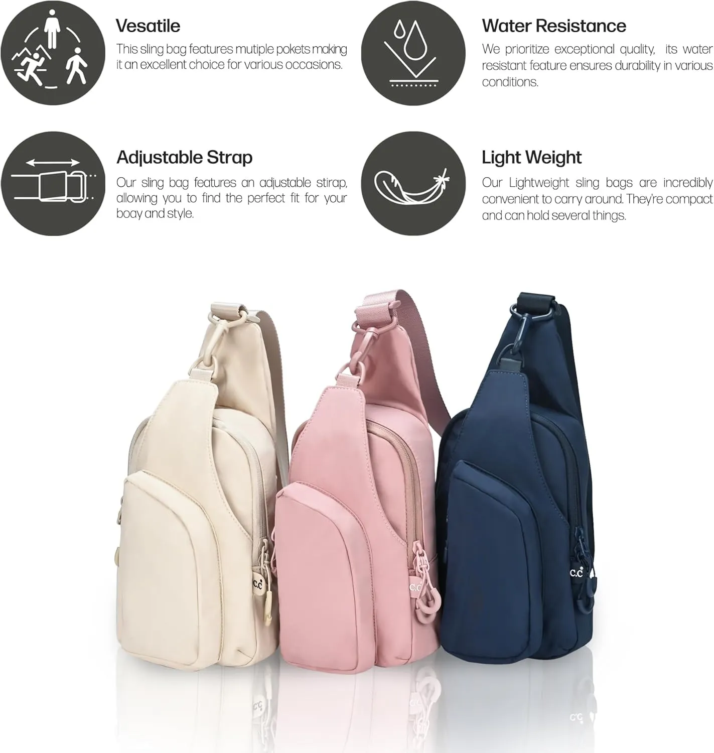 C.C Belt Bag for Women Sling Bag Crossbody Bags with Adjustable Strap for Women (Crossbody - Navy)