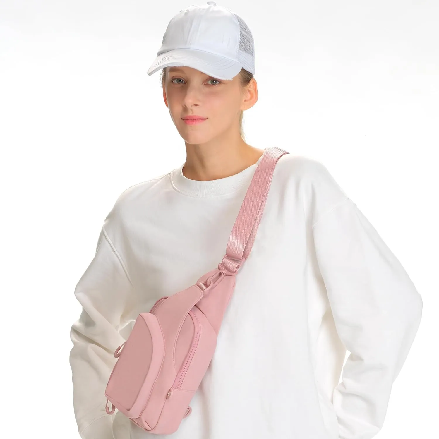 C.C Belt Bag for Women Sling Bag Crossbody Bags with Adjustable Strap for Women (Crossbody - Rose)