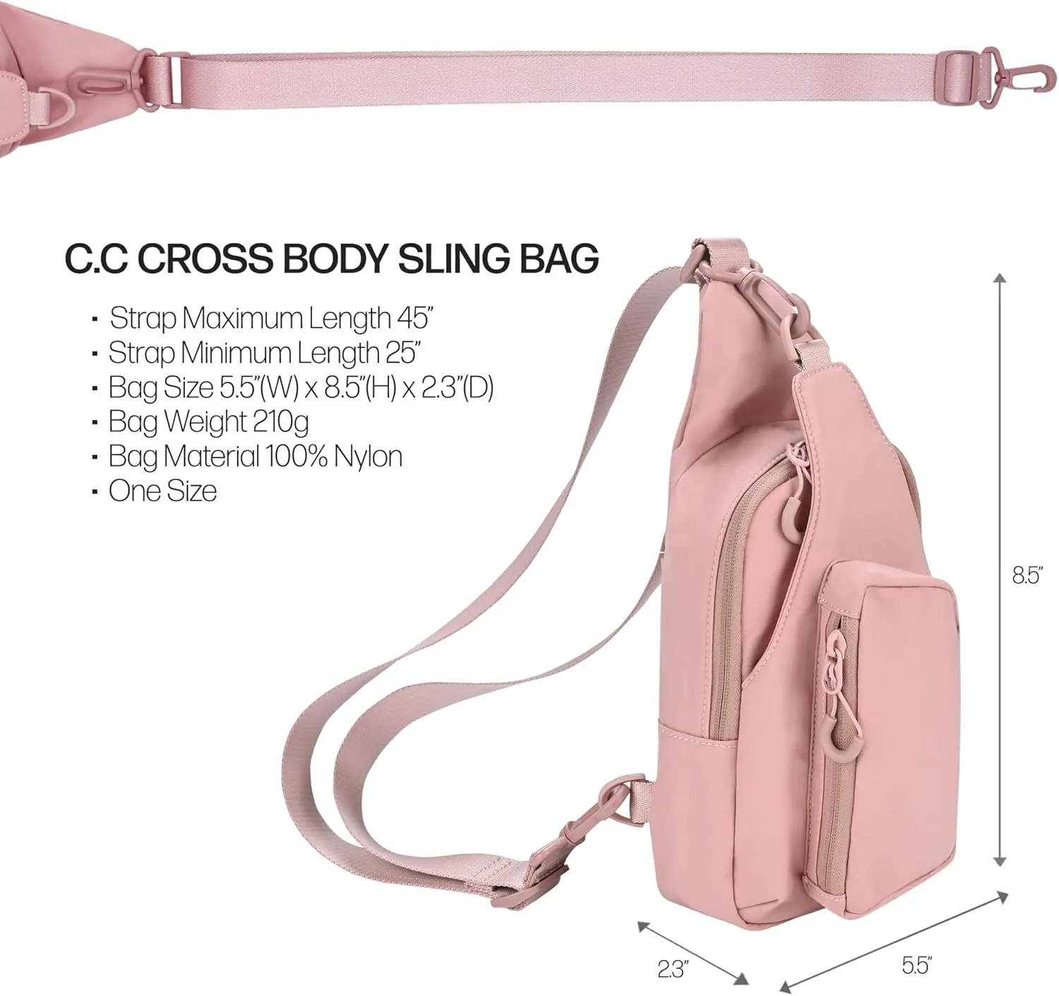 C.C Belt Bag for Women Sling Bag Crossbody Bags with Adjustable Strap for Women (Crossbody - Rose)