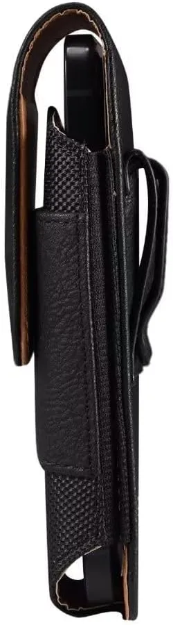 Cell Phone Belt Clip Bag Leather, Cell Phone Waist Holster for Men Small, Waterproof Vertical Cell Phone Wallet Purse Pack Outdoor Hiking Belt Loop Pouch with Locking Hook for Smartphones Under 5.2"