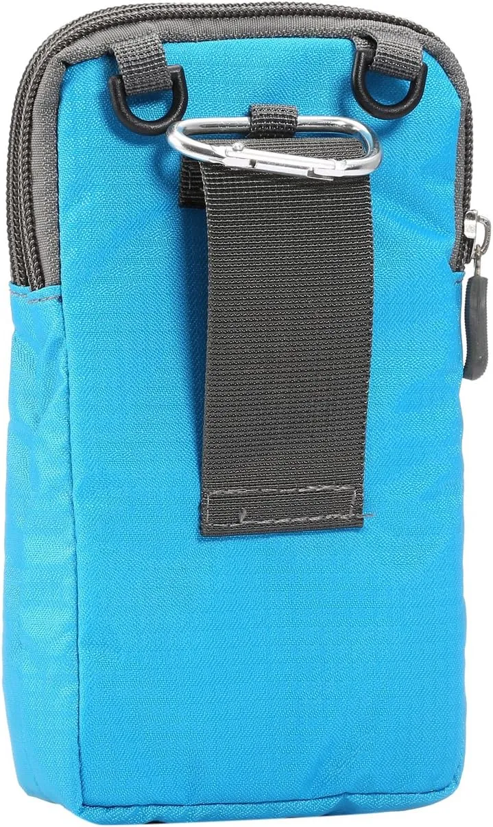 Cell Phone Belt Clip Bag Men, Cell Phone Shoulder Holster, 6.0" Outdoor Travel Vertical Phone Holster Waist Pouch Cellphone Shoulder Messenger Bag Zipper Wallet Phone Holder with Belt Loop Carabiner