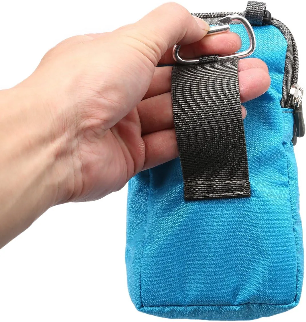 Cell Phone Belt Clip Bag Men, Cell Phone Shoulder Holster, 6.0" Outdoor Travel Vertical Phone Holster Waist Pouch Cellphone Shoulder Messenger Bag Zipper Wallet Phone Holder with Belt Loop Carabiner
