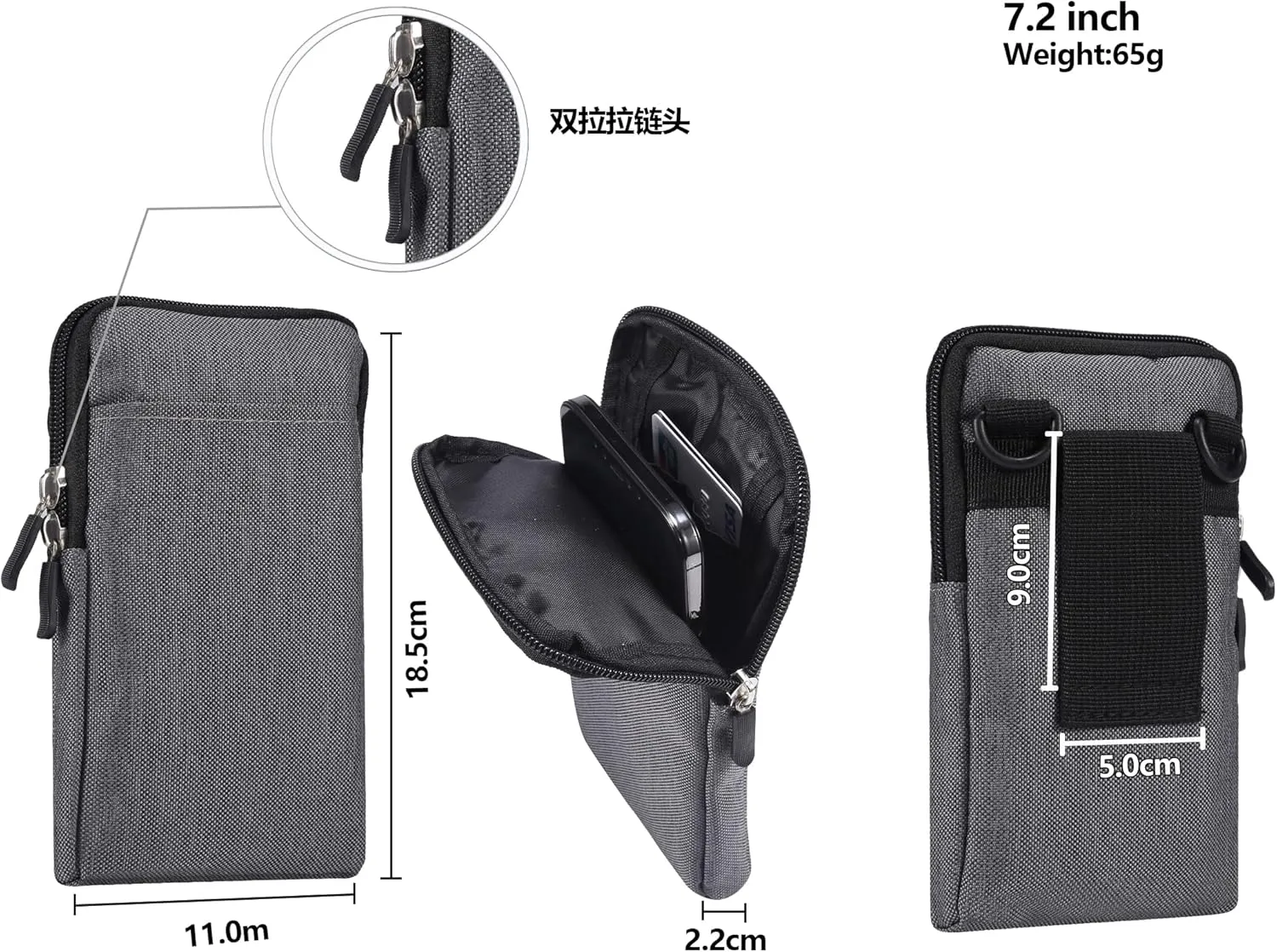 Cell Phone Belt Holster Men, Mobile Phone Shoulder Crossbody Bag vertical, Waterproof Outdoor Sport Mini Cell Phone Pouch with Belt Loop Nylon SmartPhone Waist Pocket Universal Flip Cellphone Sheath