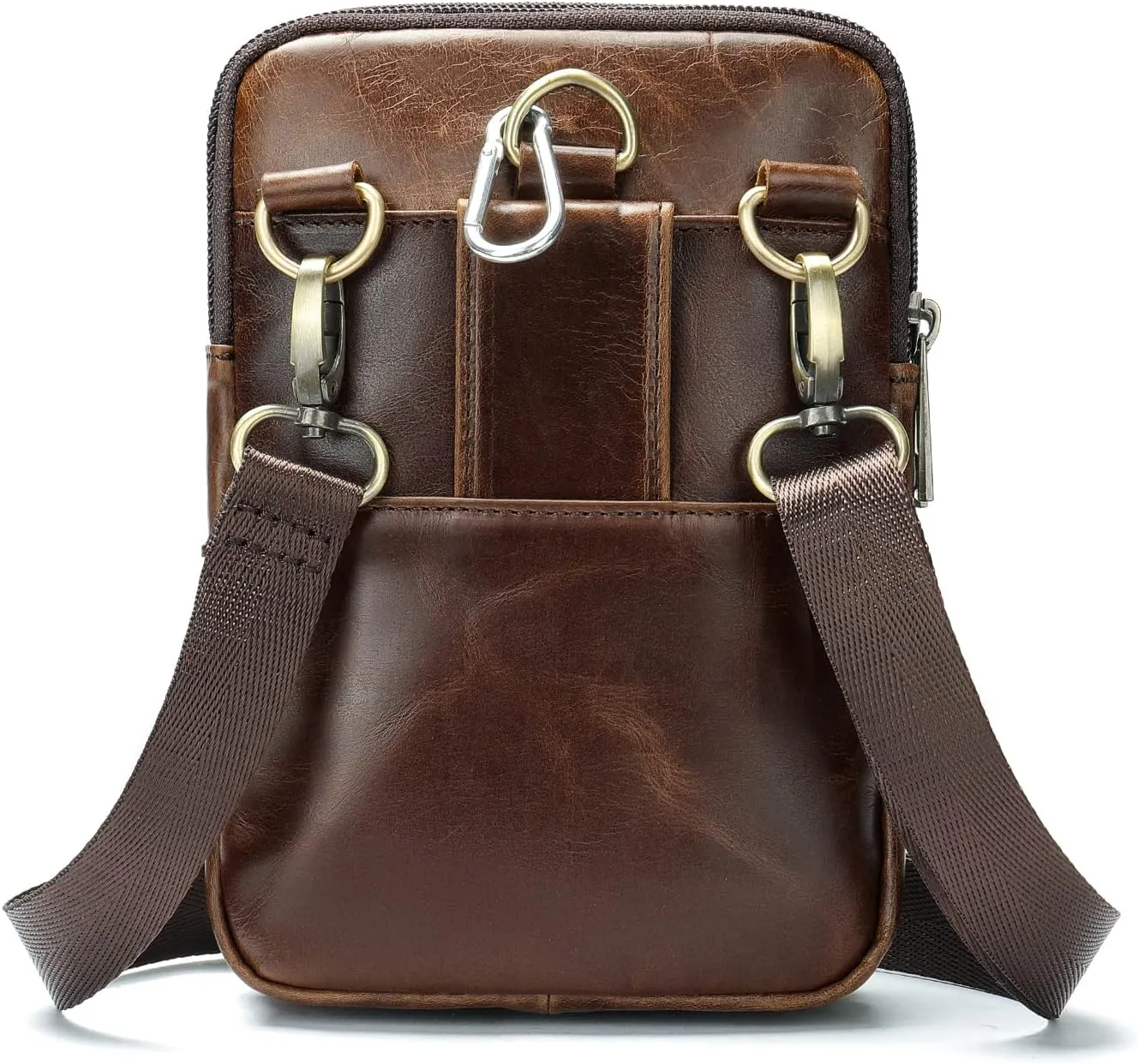 Cell Phone Shoulder Bag Leather Men's, Cell Phone Belt Waist Pouch Business Travel Bag Crossbody Wallet Messenger Bag