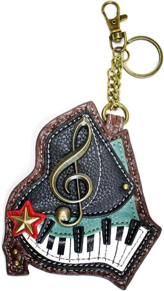 CHALA Canvas Cotton Cross-body Tote Bags with Grand Piano Key Fob/Coin Purse -6 Colors