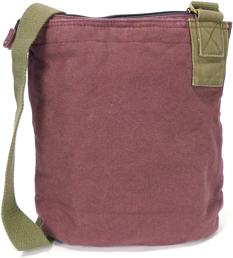 CHALA Canvas Cotton Cross-body Tote Bags with Grand Piano Key Fob/Coin Purse -6 Colors