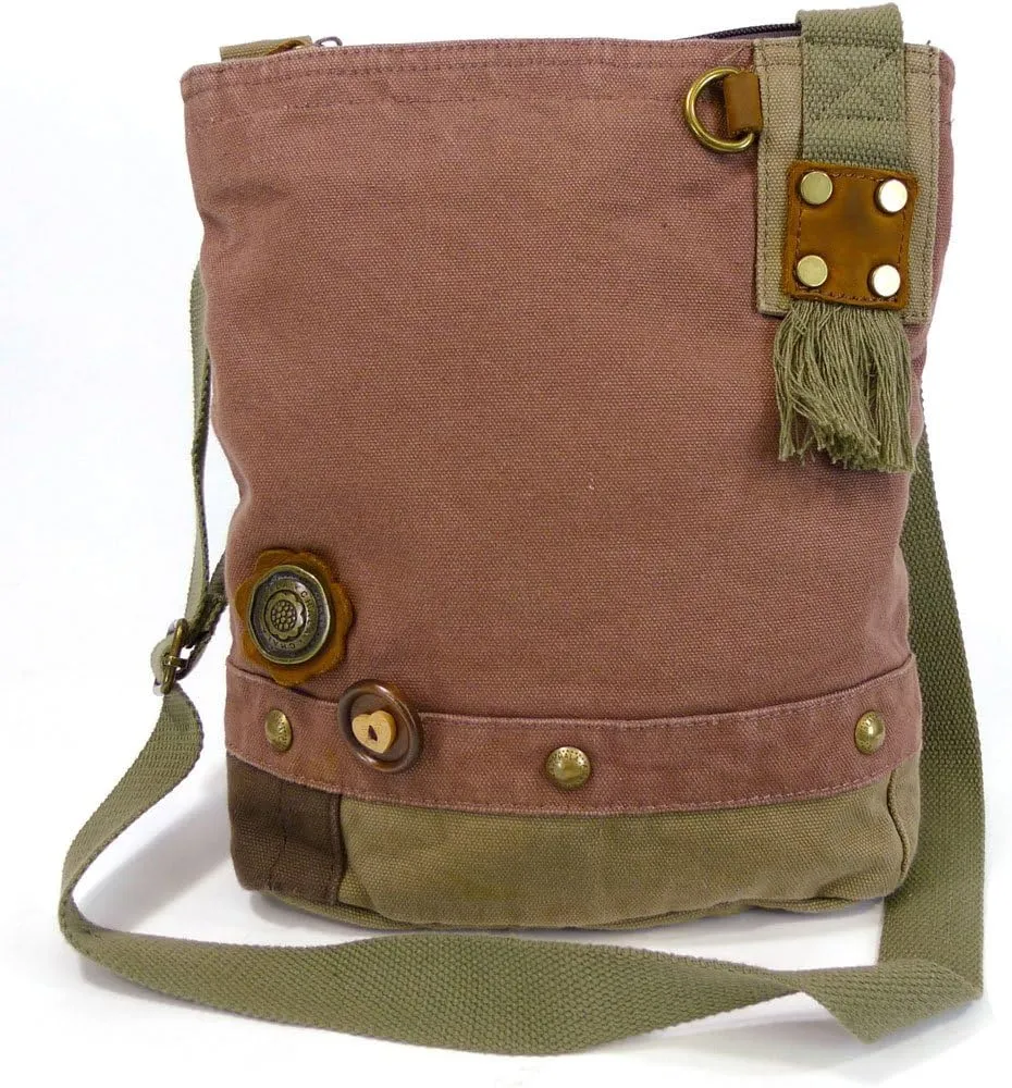 CHALA Canvas Cotton Cross-body Tote Bags with Grand Piano Key Fob/Coin Purse -6 Colors