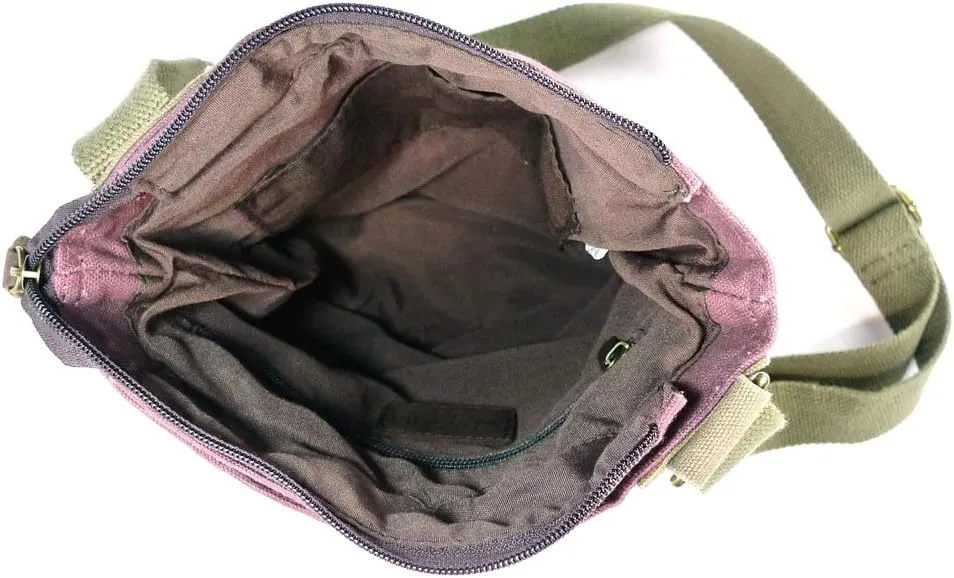 CHALA Canvas Cotton Cross-body Tote Bags with Grand Piano Key Fob/Coin Purse -6 Colors