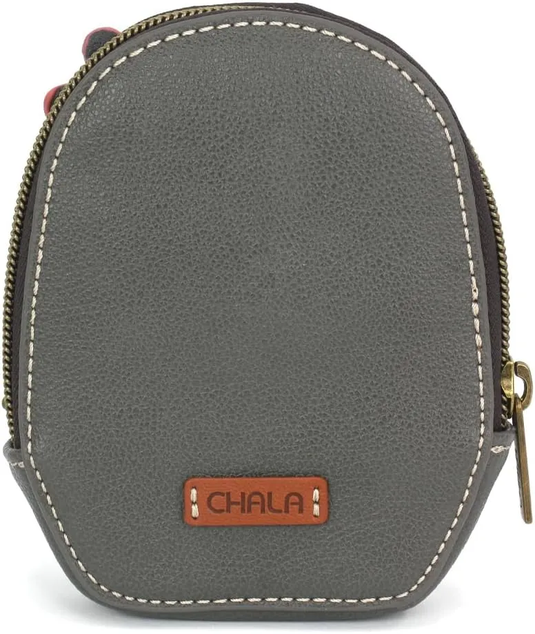 CHALA Mini Coin Purse Keychain - Women's RFID Protected Card Holder and Coin Purse Accessory - Daisy - gray