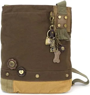 CHALA Patch Cross-Body Women Handbag, Canvas Messenger Bag Dark Brown