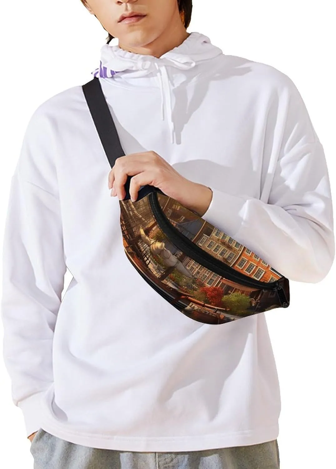 Charming Harbor View Fanny Pack for Women Men Waist Bag Waterproof Belt Bag with Adjustable Strap
